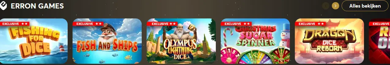 Algemene weergave van de casino spelencollectie